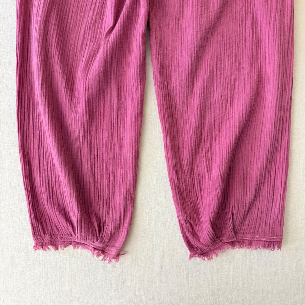 prAna Hideaways Pants M Berry Pink Cotton Gauze Lagenlook Barrel Boho Coastal - Picture 8 of 14